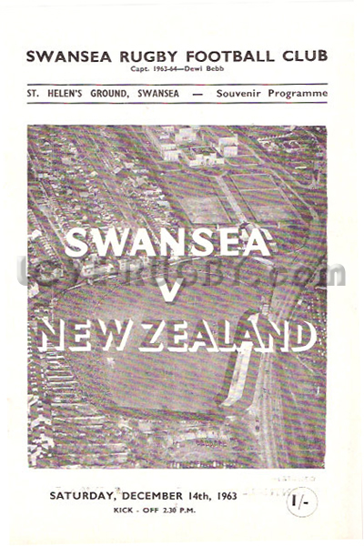 1963 Swansea v New Zealand  Rugby Programme